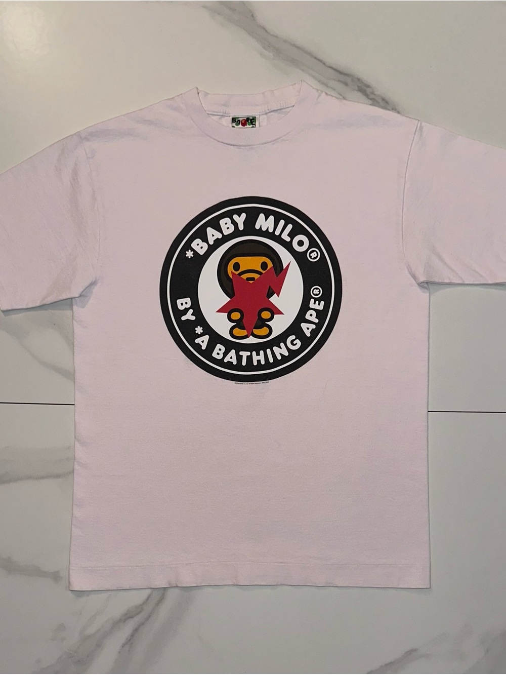 2009 BAPE Baby Milo Circle Logo Pink T-Shirt Rare Vintage Size Medium